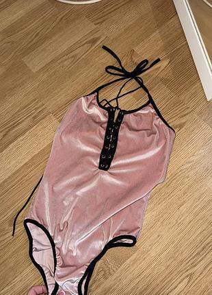Боди xs рожевий  велюр