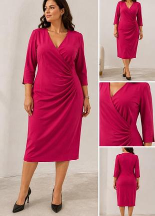 Сукня long tall sally фуксія міді на запах, розмір 44