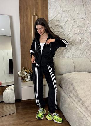 ❤️‍🔥м’який і стильний велюровий костюм, який хочеться носити щодня, чорний