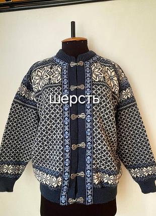 Люксовый норвежский кардиган из 100% шерсти, р. m/l. бесшовный винтажный шедевр