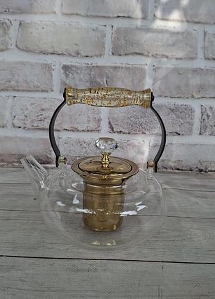 Чайник заварник topaz oolong скляний 1 л прозорий gk-5813