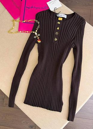 Коричневий лонг кофта schiaparelli у текстурну смужку