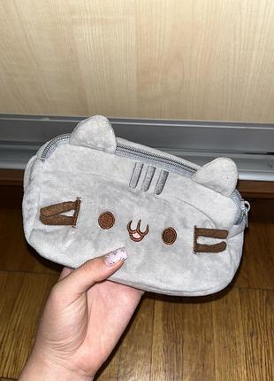 М'який пенал котик pusheen / кавайна плюшева косметичка