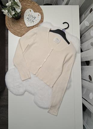 Молочний вкорочений кардиган топ на гудзиках, рубчик від zara 11-12 років (146-152) кофта кофтинка