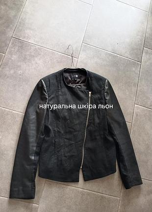 Кожано-леная куртка жакет пиджак