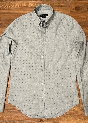 Рубашка мужская zara slim fit, серая
