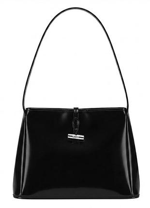 Вінтажна шкіряна чорна сумка longchamp roseau