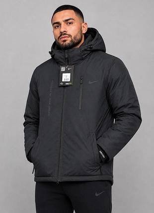 Чоловіча зимова куртка nike swoosh чорна мембранна з капюшоном спортивна