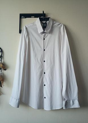 Чоловіча біла сорочка з довгими рукавами  2xl/3xl