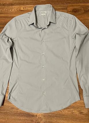 Рубашка мужская zara superslim fit, серая