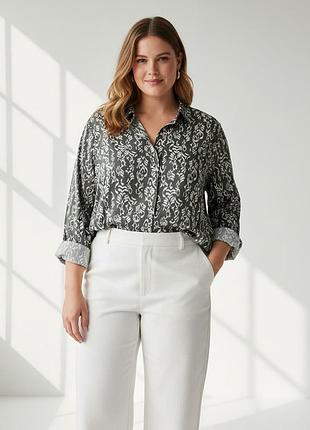 Віскозна блуза marks & spencer в принт ікат, розмір xl / eur 44 (100% віскоза)