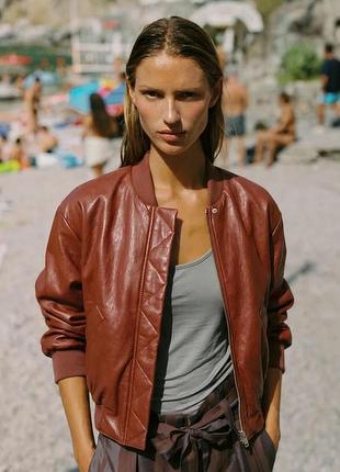 Куртка бомбер жіноча коричнева zara new