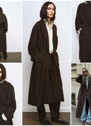 Zara limited edition. длинное шерстяное пальто, тренч wool collection. премиум качество и вид. new