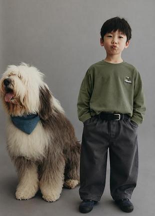 Зелений оверсайз лонгслів zara з вишивкою реглан кофта футболка