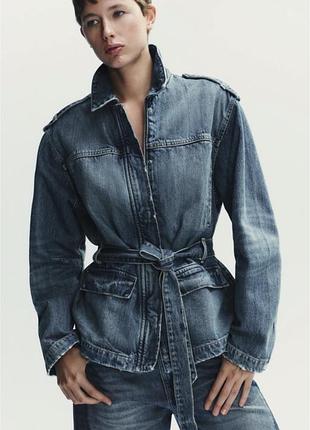 Подовжена джинсова куртка zara