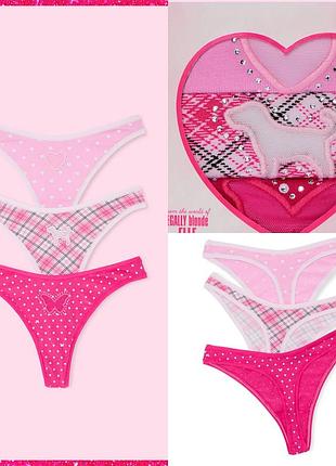 Набор трусиков victoria's secret pink 3 шт стринги victoria's secret pink трусики victoria’s secret pink пижама victoria’s secret pink