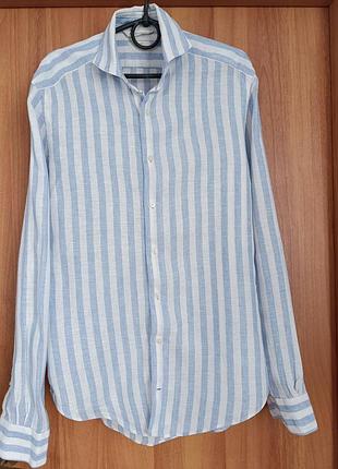 Льняная рубашка suitsupply slim fit (размер m / 39-40) итальянский лен leggiuno