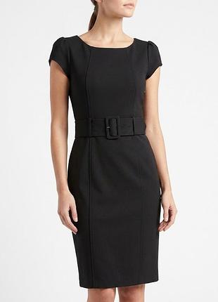 Чорна класична сукня з поясом короткий рукав  h&m