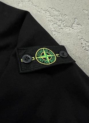 Світшот чоловічий stone island, чорний (білий/мʼята), унісекс, турецька двонитка, бавовна/еластан 95/5, зелений патч, xs-xxxl