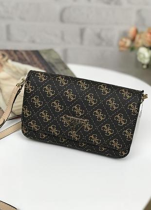 Сумка женская кросс-боди guess оригинал noelle crossbody flap organizer коричневая гесс