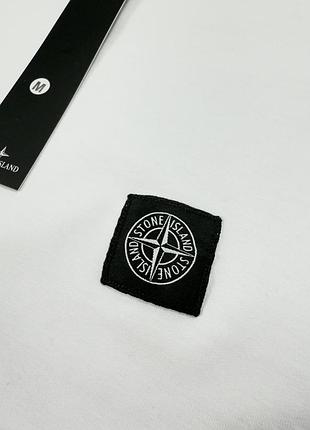 Світшот чоловічий stone island, білий (чорний), унісекс, турецька двохнитка, бавовна/еластан 95/5, зелений патч, xs-xxxl