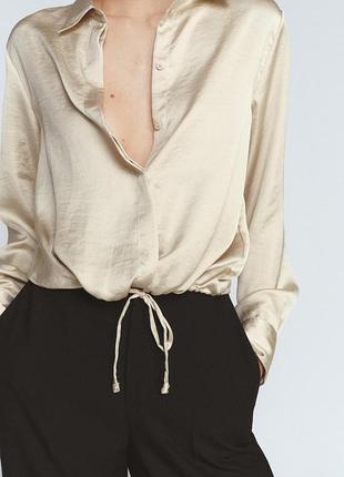 Рубашка с эффектом атласа zw collection от zara