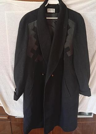 Вільного крою вінтивне шерстяне пальто mansfield clothes london (шерсть / чорне / l-xl)