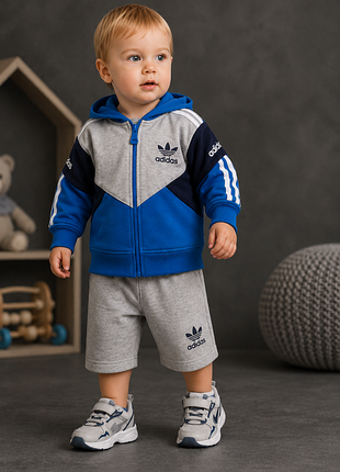 Спортивна кофта зіпка adidas 74-80 р синя сіра