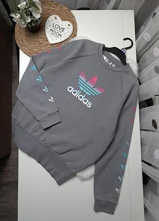 Теплый свитшот с начесом от adidas оригинал для девочки 11-12 лет (146-152)