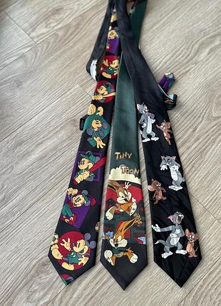 Вінтажні шовкові краватки з героями disney | mickey mouse, tiny toon, tom & jerry