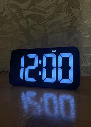 Годинник настінний електронний losso premium w-500, настільний будильник з led-підсвіткою, чорний. для відключень світла!!