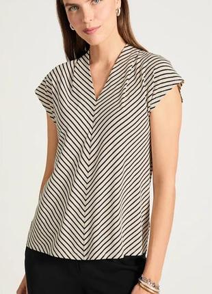 Женская блуза h&amp;m в полоску черно-бежевый принт l-xl