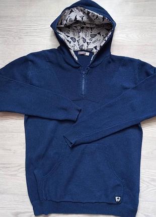 Стильна синя кофта-худі на замок 1/4 (оригінал canada)