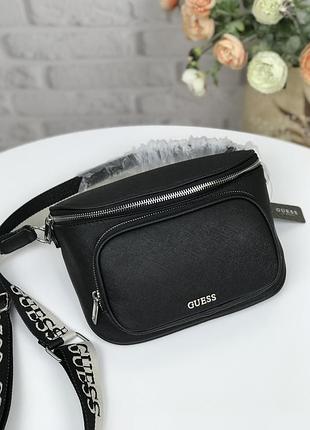 Сумка жіноча крос-боді guess оригінал hailley signature mini belt bag чорна гес крос-боді