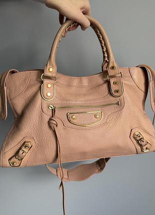 Сумка balenciaga metallic edge motorcycle city bag rose des sables з ременем y2k