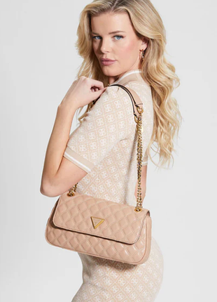 Сумка женская guess оригинал giully quilted convertible гесс бежевая