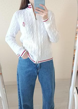 Белый зип свитер ralph lauren