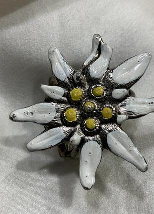 🏔️🌸 винтажное кольцо-зажим для платки «эдельвейс» (альпы / австрия) / scarf ring / vintage ✨🧣