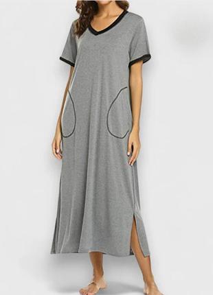 Комфортное с карманами и разрезами по бокам платье 👗 большого размера