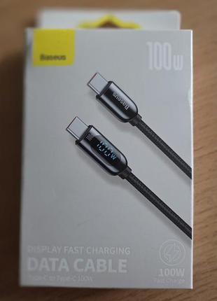 Кабель baseus digital dispaly usb c to usb c 100w 1m (black) з екраном