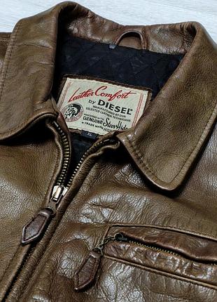 Винтажная кожаная байкерская куртка vintage 90's diese montgomery l leather jacket