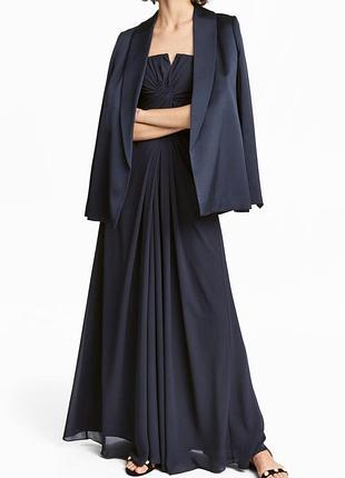 Платье женское нарядное в пол на бретелях h&m м 44-46 синее (269)