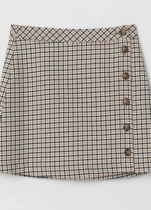Юбка женская трапеция в клетку h&m xs 34 бежевая арт 444