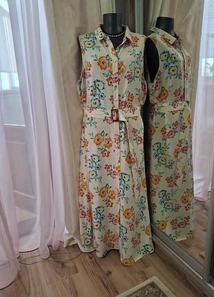 Вискозное на пуговицах с пояском платье 👗 рубашка