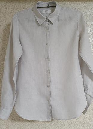 Женская льняная лен linen рубашка блузка блуза uniqlo premium linen, р.xs