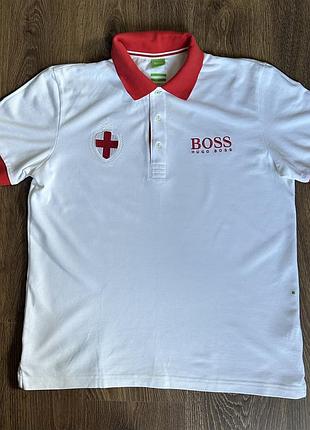 Біле поло hugo boss england чоловіче розмір l футболки casual брендовий одяг