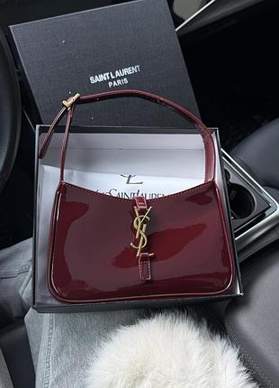 Сумка hobo le 5 a 7 patent saint leather shoulder laurent bag dark red