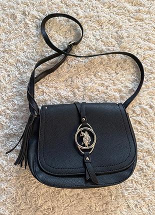 Чорна жіноча сумка через плече u.s. polo assn. medallion crossbody