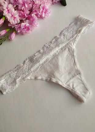 Новые коттоновые трусики стринги с кружевом george, u9 20, eur 48, 4xl
