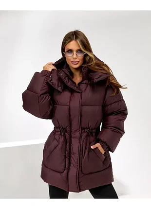 Бордовий зимній пуховик eva classic